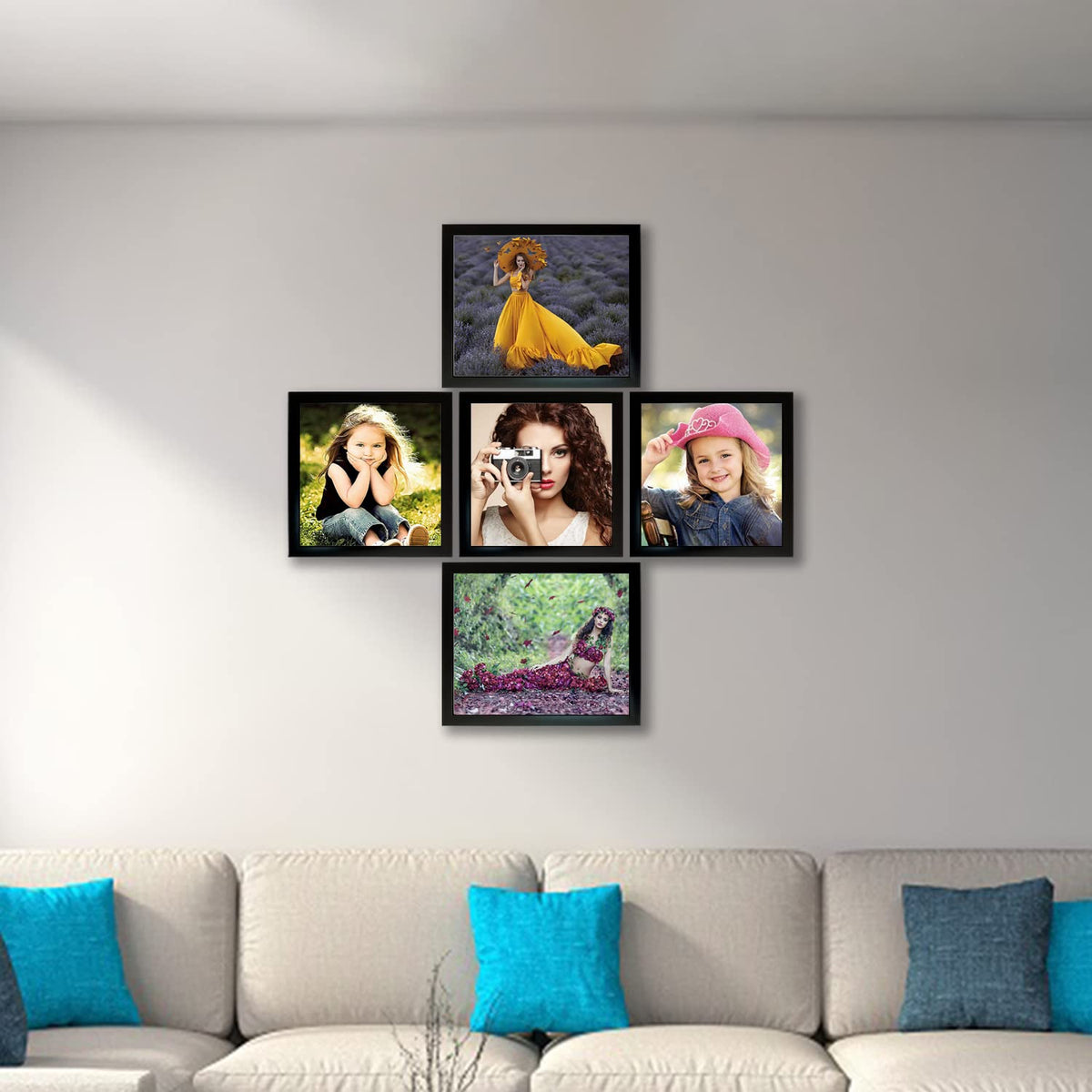 Kuber Industries Collage Photo Frame For Living Room, Wall Set of 5 (Black) Size: 10X8-2 Pc, 8X8-3 Pc.