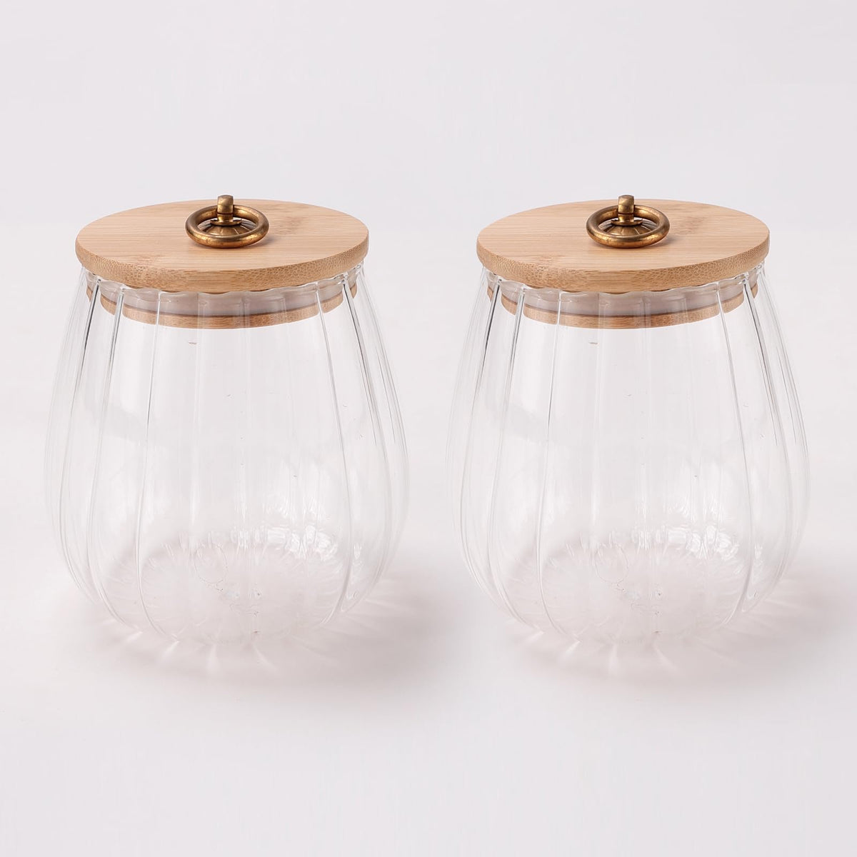 UMAI Borosilicate Glass Jar with Bamboo Lid | Kitchen Organizer Items and Storage | Multi-utility, Leakproof, Airtight Storage Jar for Cookies, Snacks, Tea, Coffee, Sugar | Set of 2 (830ml)