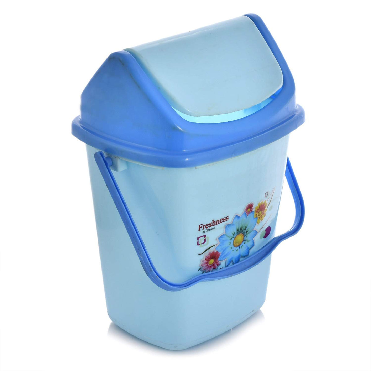 Heart Home Pluto Plastic Swing Printed Garbage Waste Dustbin for Home, Office with Handle, 5 Liters (Blue)- HEART7189