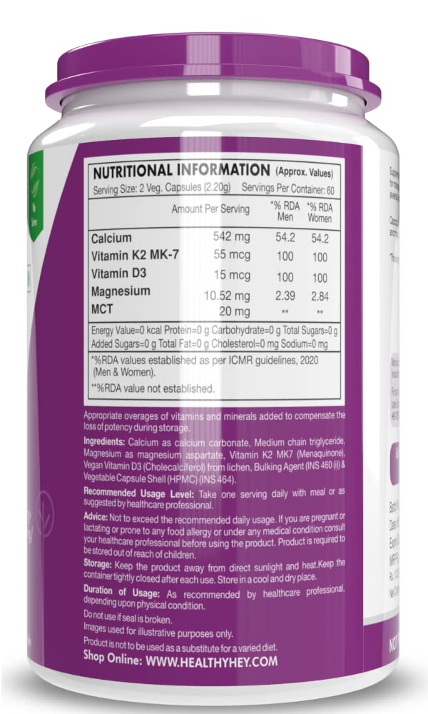 HealthyHey Nutrition Vegan Calcium with Magnesium Vitamin D3