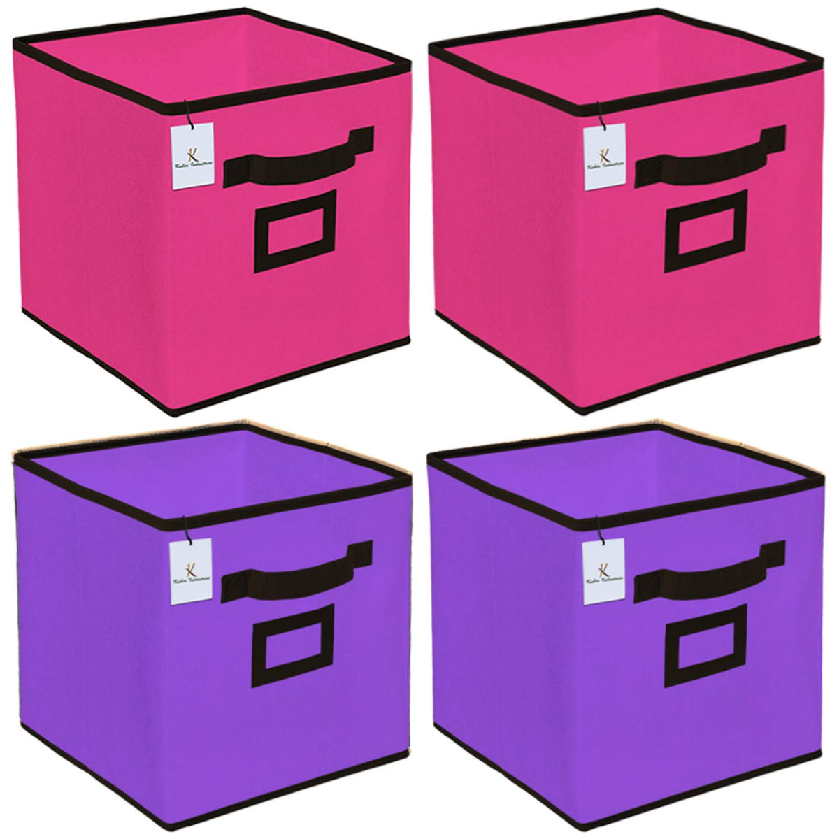 Kuber Industries Non Woven Foldable Storage Organiser Cubes/Boxes CTKTC035193 (Pink, Purple, Small) - 4 Pieces