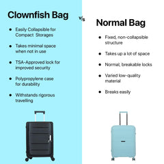 THE CLOWNFISH Collapsible Series Luggage Polypropylene Hard Case Suitcase Eight Wheel Foldable Trolley Bag with TSA Lock- Black (Small Size, 51 cm-20 inch)