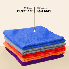 UMAI Microfiber Cleaning Cloth (30cmX20cm), GSM 340 | Superior Absorbency, Lint and Scratch Free| Multipurpose Small Wash Cloth for Kitchen, Window, Cars, SS Silverware | Multicolour | Pack of 5