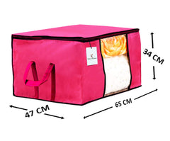 Kuber Industries Standard Underbed Storage Bag Cover (Pink, Extra Large) - Set of 2