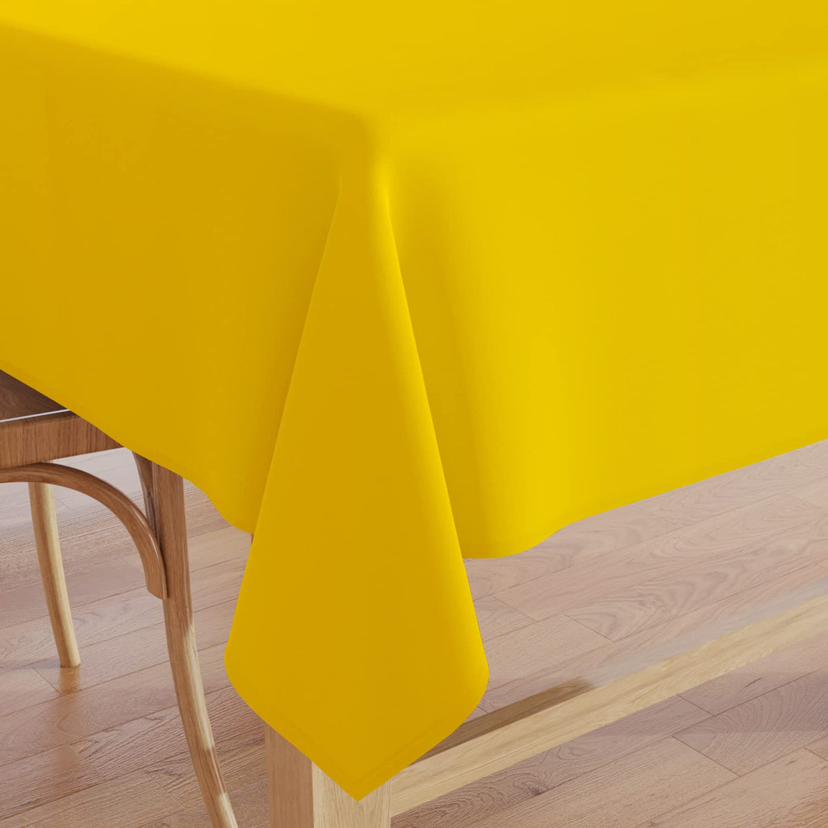 Encasa Homes Plain Colour Table Cloth (7.5 ft Long) for 6 to 8 Seater Large Centre Dining Table - Sunbeam Yellow - Cotton Canvas Fabric, Mercerised, Washable, Rectangular for Home Hotel & Restaurant