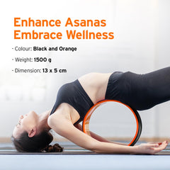 HEAD Yoga Wheel - Premium Deep Tissue Massage | Back Pain Relief & Stretching | Black & Orange