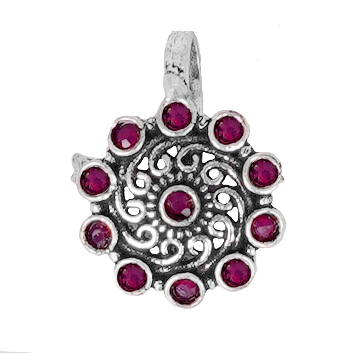 TEEJH Soumya Red Stone Nose Pin For Women