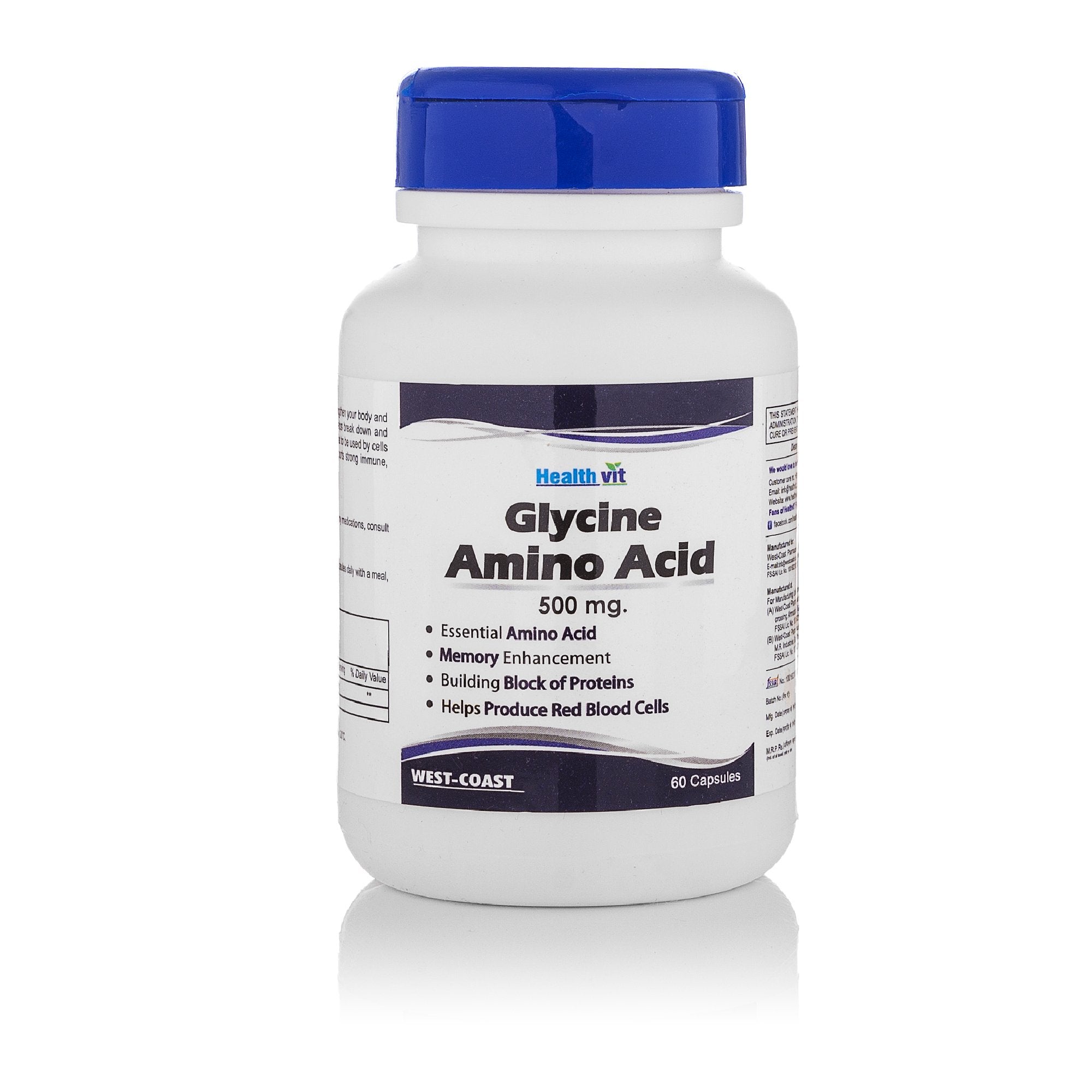 Healthvit Glycine Amino Acid 500 mg - 60 Capsules