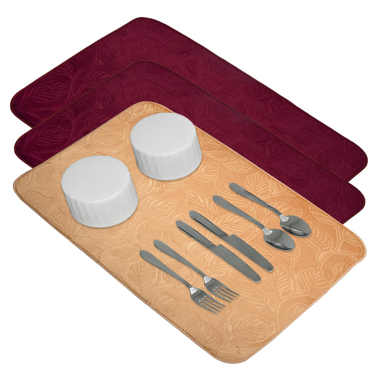 Kuber Industries Dish Dry Mat | Microfiber Self Drying Mat | Kitchen Drying Mat | Water Absorbent Kitchen Mat | Embossed Dish Dry Mat | 50x70 | Pack of 3 | Multicolor