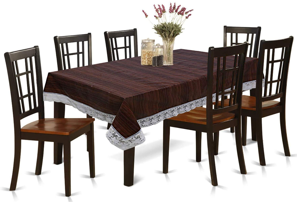 Kuber Industries Wooden Print 6 Seater Dining Table Cover 60"x90",Brown, Standard,Polyvinyl Chloride (PVC),Rectangular,Pack of 1