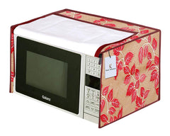 Kuber Industries Leaf Design PVC Microwave Oven Full Closure Cover for 20 Litre (Red) CTKTC33231