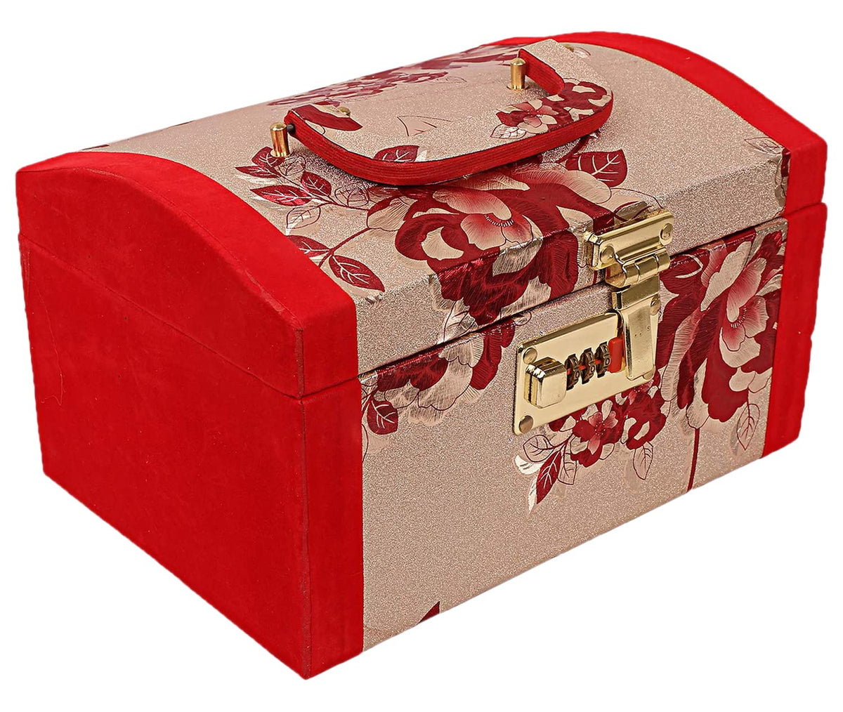 Kuber Industries Wooden 1 Rod Bangle Box|Watches & Bracelet Organizer With Mirror And Number Lock System (Maroon)