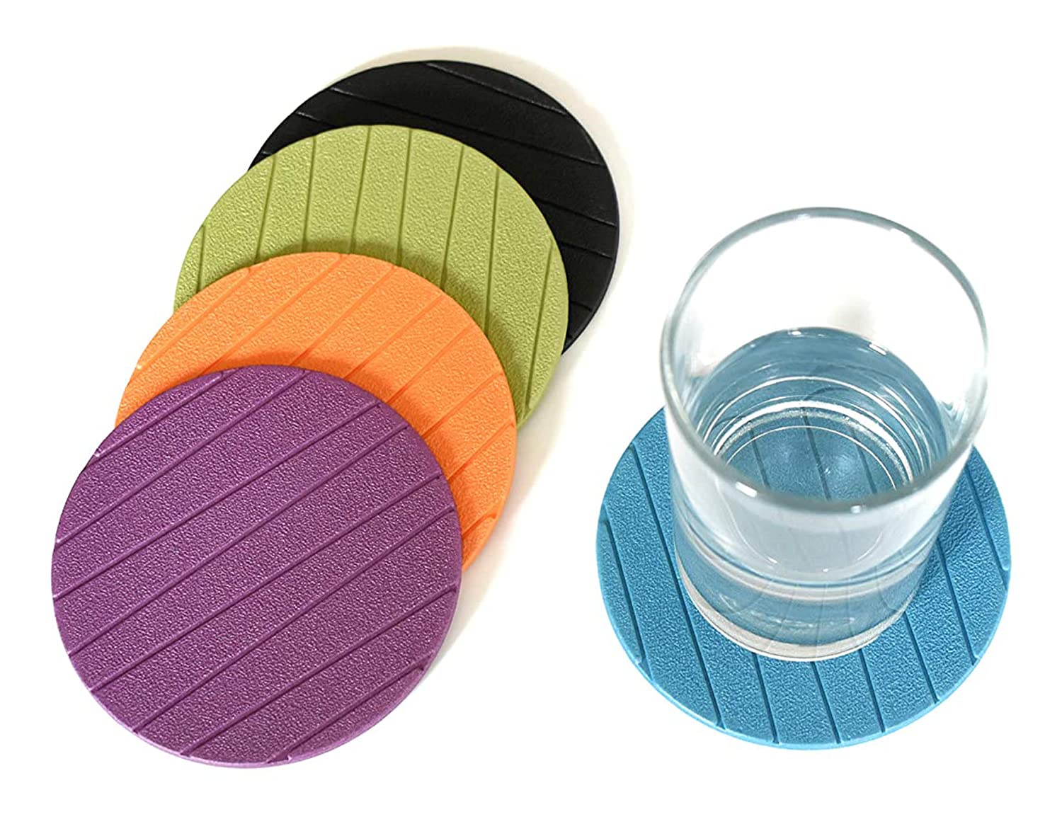 Kuber Industries Heat Insulation Coasters|Round Shape & Anti Slip EVA Foam Material| Water Resistant & Smooth Surface,Set of 6 Pcs (Green)-HS_38_KUBMART21361
