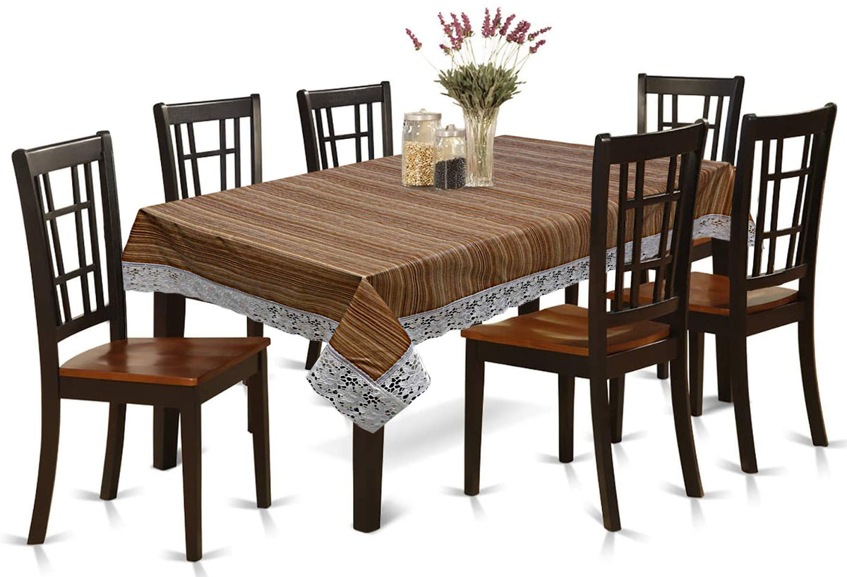Kuber Industries Wooden Print PVC 6 Seater Dining Table Cover 60"x90",Light Brown-KUBMART15511, Standard