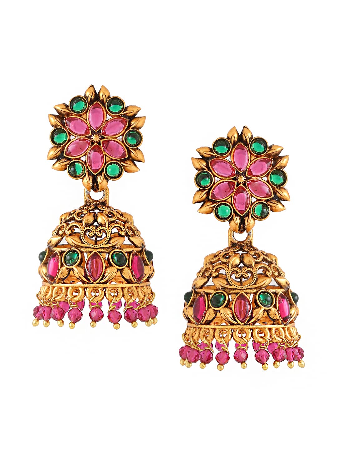 Yellow Chimes Jhumka Earrings For Women Gold-Plated Jhumki Traditional Floral Jhumka/Jhumki For Women & Girls