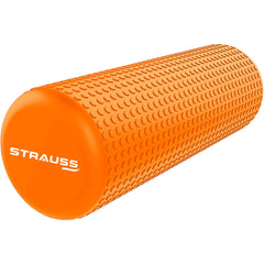 Strauss Yoga Foam Roller | Ideal For Exercise, Muscle Recovery, Physiotherapy, Pain Relief & Myofascial | Deep Tissue Massage Roller 45 Cm, (Orange)