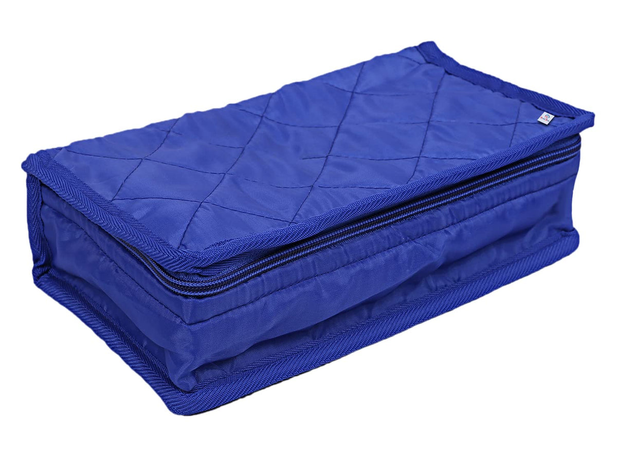 Heart Home Multiuses Polyester Jewellery Organizer With 4 Pouches (Blue)