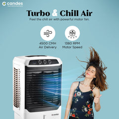 Candes 60 L Portable Air Cooler for Home | High Speed Blower, Ice Chamber, 3 Way Speed Control | Inverter Compatible Air Cooler for Room Cooling with Honeycomb Cooling Pads | 1 Year Warranty