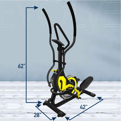 Reach Evolve Elliptical Climber Cross Trainer + Stepper - Exercise Fitness Equipment for Home Gym Yellow