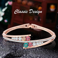 Yellow Chimes Bracelets for Women Combo of 2 Pcs Valentine Gifts MultiColor Swiss Cubic Zircon Crystal Bracelets for Women and Girls