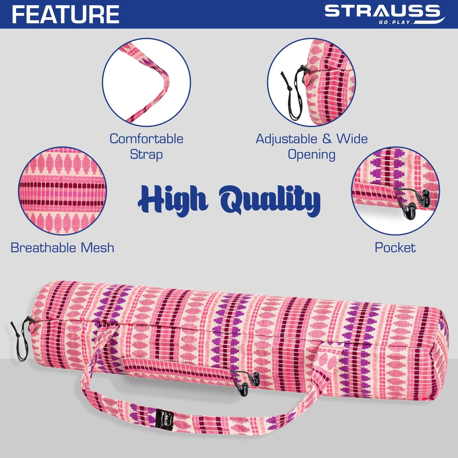 STRAUSS Jacquard Yoga Mat Bag, for Both Men and Women