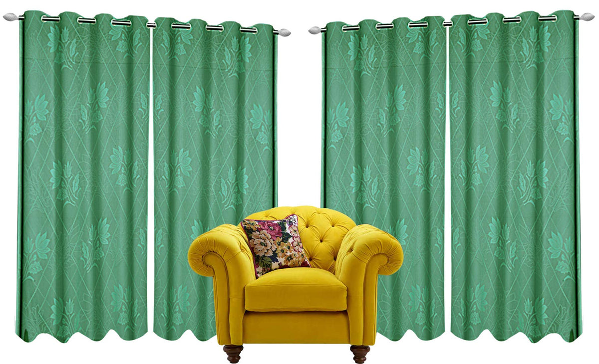 Kuber Industries Cotton 6 Pieces 7 Feet Eyelet Door Curtain (Green) - CTKTC22152