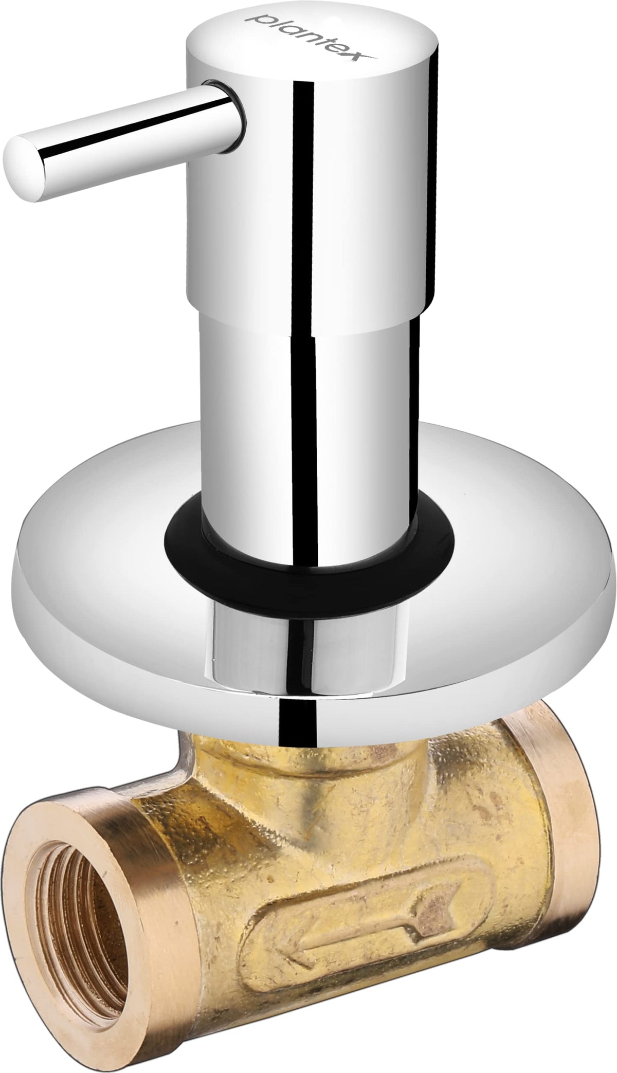 Plantex ICO-906 Pure Brass Angular Concealed Stop Cock/Concealed Stop Valve Tap For Bathroom With Teflon Tape & Adjustable Brass Wall Flange – 15 mm (Mirror-Chrome Finish)