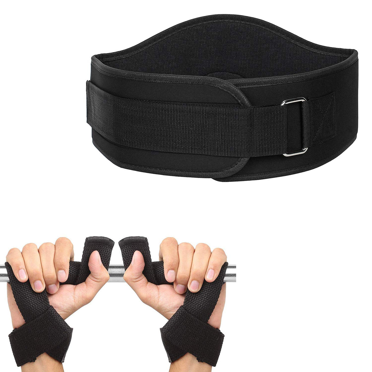 Strauss PT Cotton Wrist Support, Pack of 2 (Black) with Gym Belt