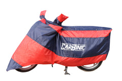 CARBINIC Water Resistant Bike Cover | Enfield Classic Kawaski Ninja KTM Suzuki | Two Wheeler Bike Cover | Dustproof Bike Accessories | UV Proof Scratchproof with Mirror Pocket | Blue & Red