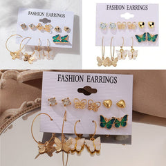 Yellow Chimes Earrings for Women and Girls Fashion Golden Hoops Set | Gold Plated Combo of 6 Pairs Butterfly Stud Hoop Earring Set | Birthday Gift for girls and women Anniversary Gift for Wife
