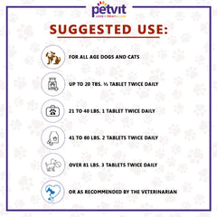 Petvit Urinary Support Tablets | for Bladder and Renal Health in Dogs and Cats | Improves Urinary Tract Health | Supports Bladder Health and Function | All Breeds of Dogs & Cats - 60 Chewable Tablets