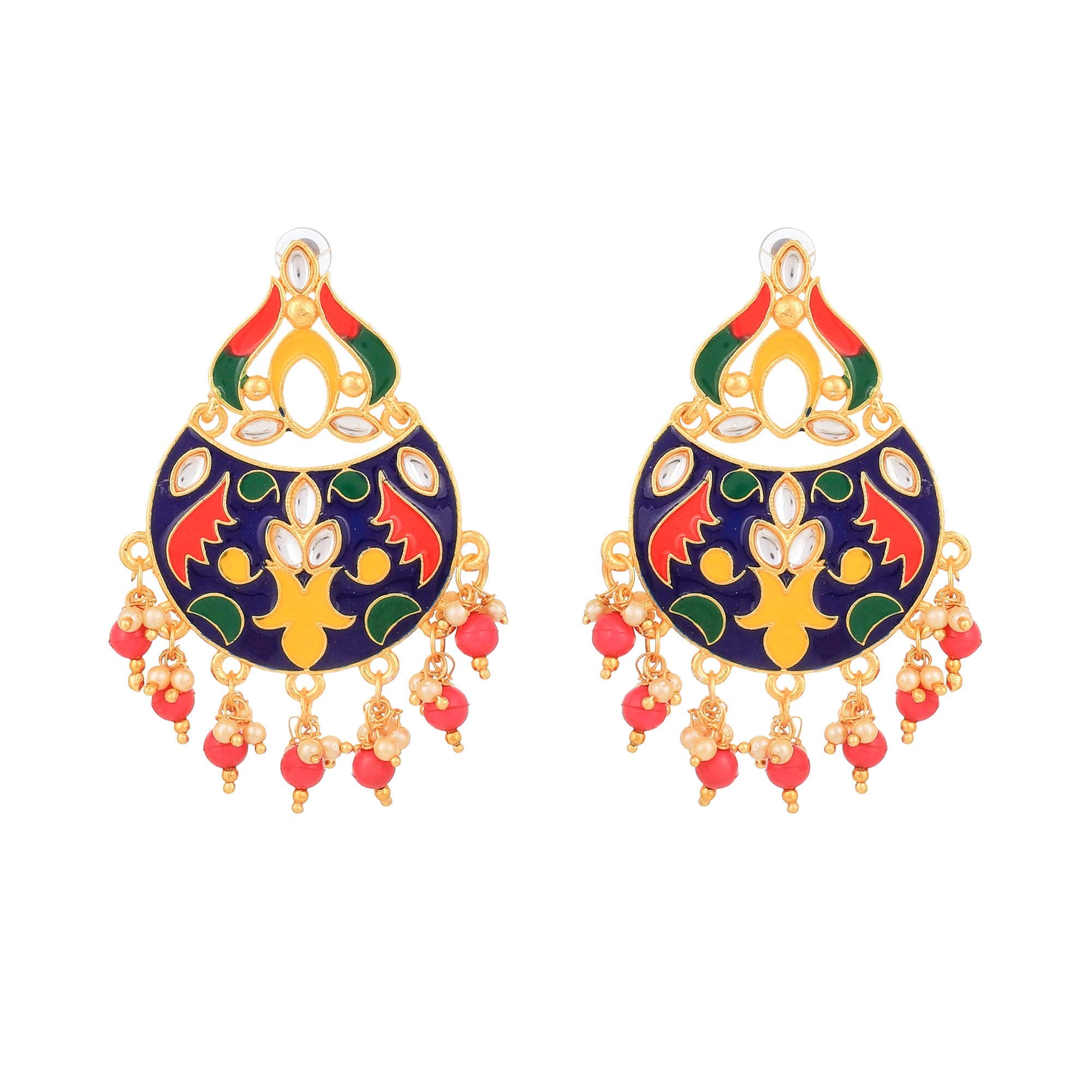 Yellow Chimes Beautifully Enamelled Stylish Gold Plated Meenakari Chandbali Earrings for Women and Girls…