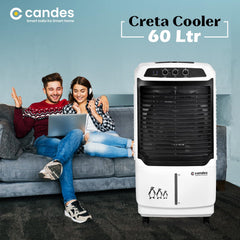 Candes 60 L Portable Air Cooler for Home | High Speed Blower, Ice Chamber, 3 Way Speed Control | Inverter Compatible Air Cooler for Room Cooling with Honeycomb Cooling Pads | 1 Year Warranty