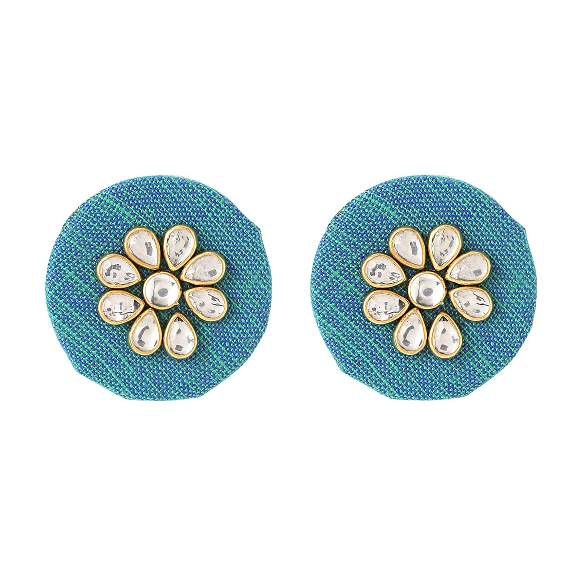 Yellow Chimes Earrings for Women and Girls Traditional Kundans Studs | Blue Woven Wrapped Kundan Kundan Stone Stud Earrings | Birthday Gift for girls and women Anniversary Gift for Wife