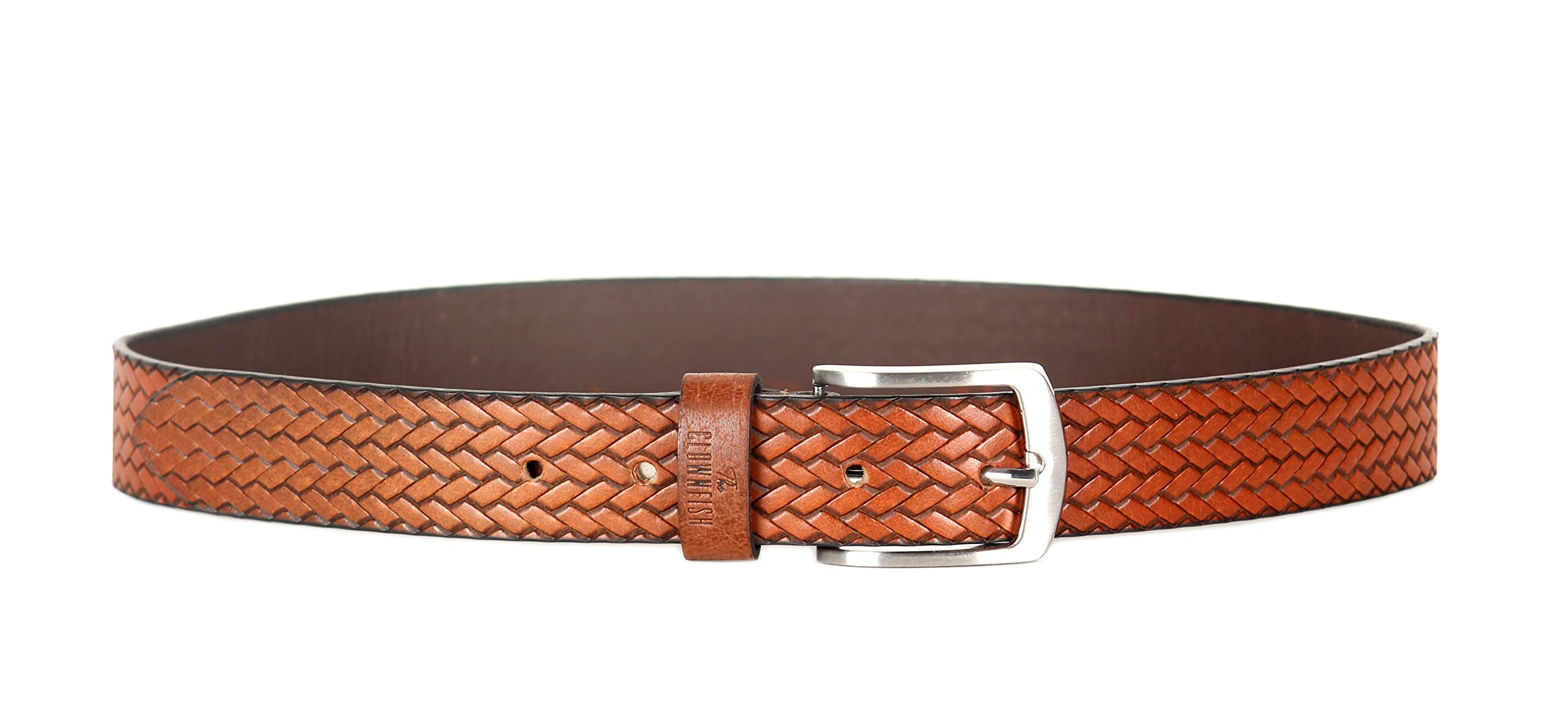 THE CLOWNFISH Men's Genuine Leather Belt with Textured/Embossed Design-Copper Brown (Size-40 inches)