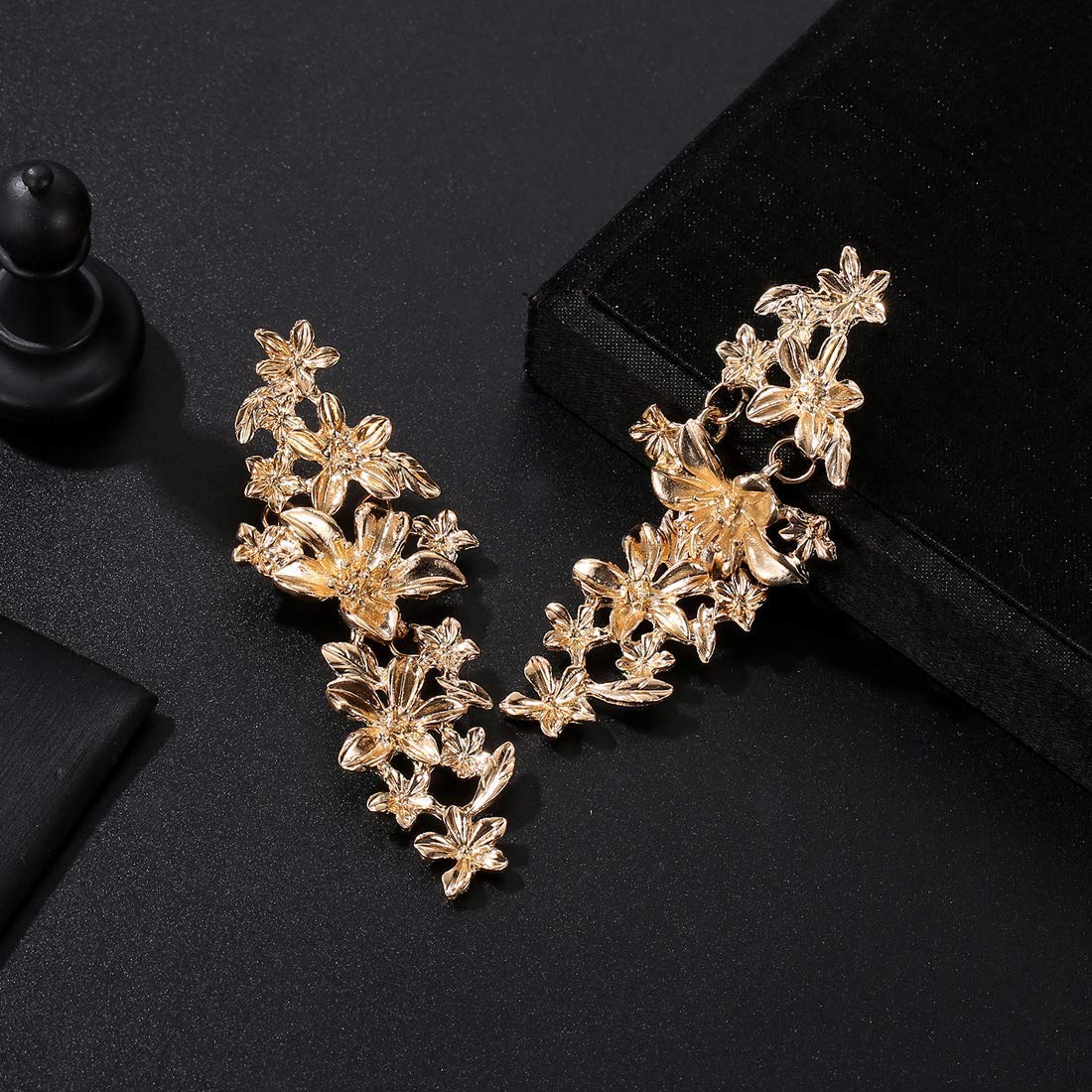 Yellow Chimes Floral Design Gold Plated Dangle Earrings For Women