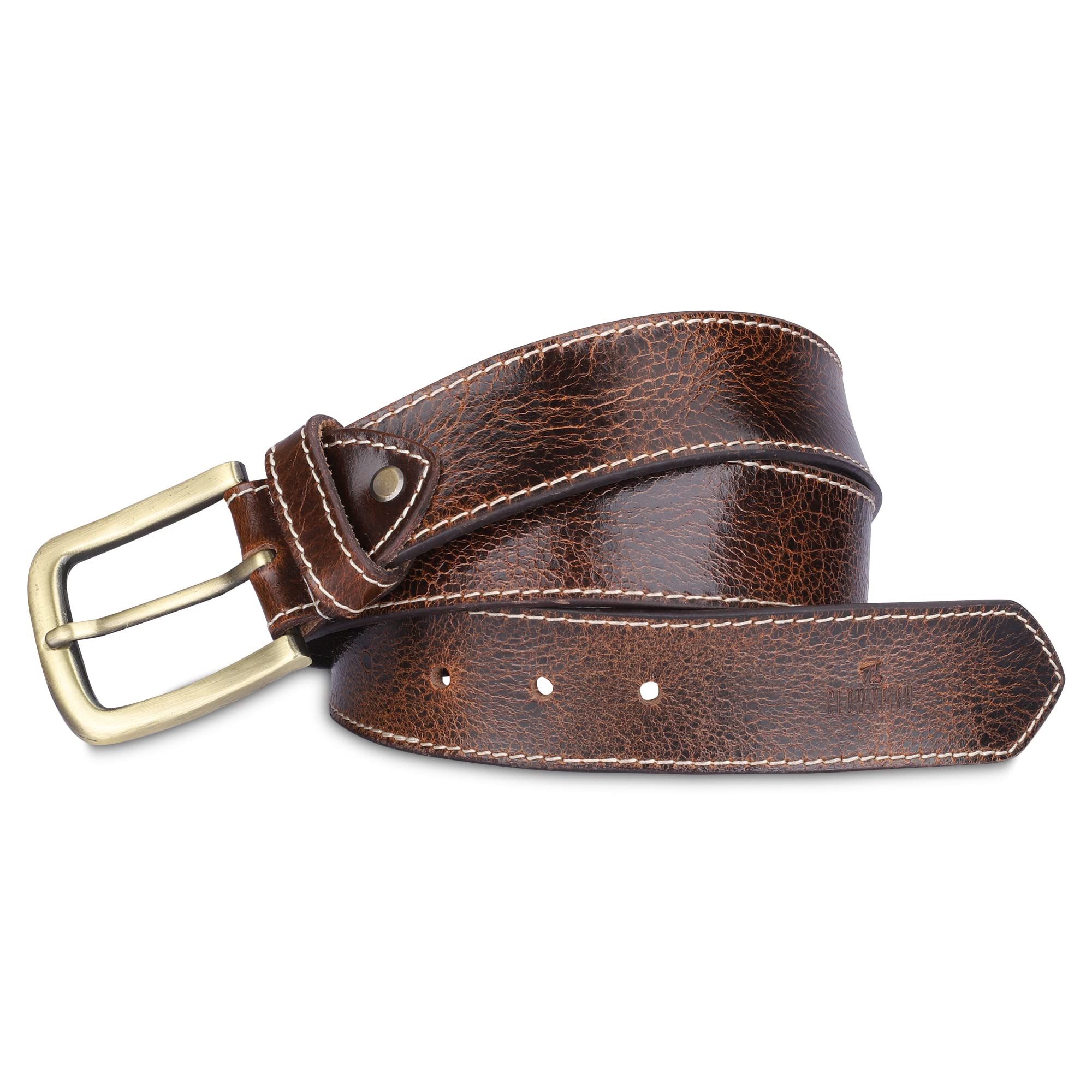THE CLOWNFISH Men's Genuine Leather Belts - Brown (Size-36 inches)