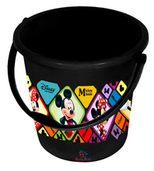 Heart Home Disney Minnie Mickey Print Unbreakable Virgin Plastic Strong Bathroom Bucket,18 LTR-Pack of 2 (Black)