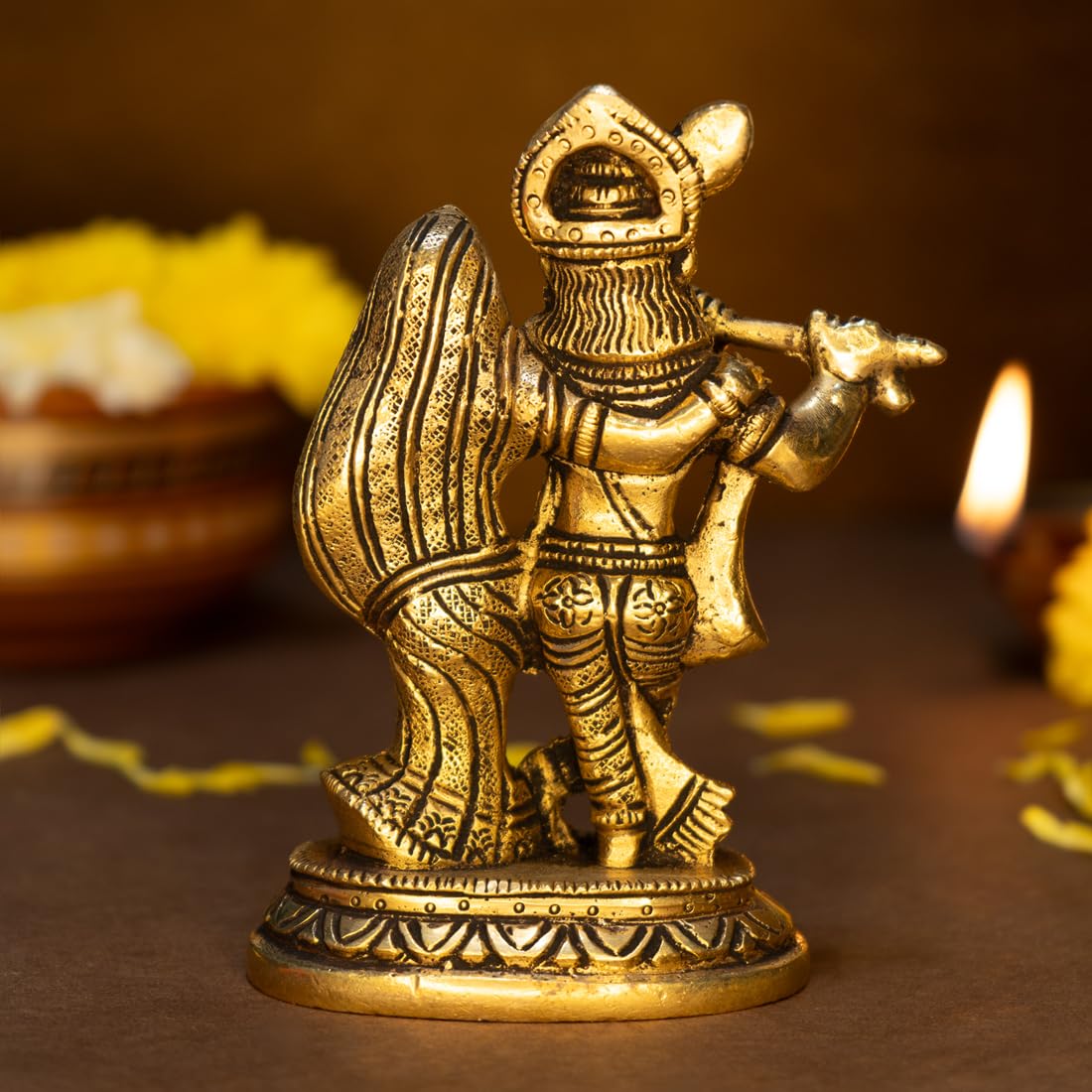Brass Silver Plated Hindu God Shri Krishan Statue Lord Krishna Idol Makhan  Chor / Bal Gopal Handicraft