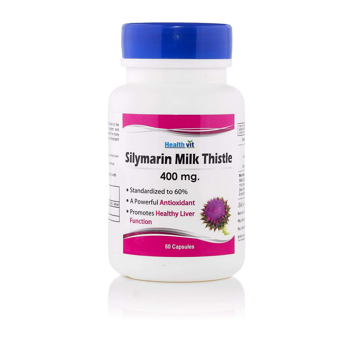 Healthvit Silymarin Milk Thistle 400mg (Standardized To 60%) | A Powerful Antioxidant | Support Liver Health | High Strength | 60 Capsules