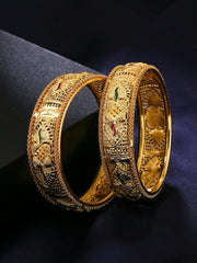 Yellow Chimes Bangles for Women Gold Toned Traditional Designed Meenakari Touch Bangles for Women and Girls