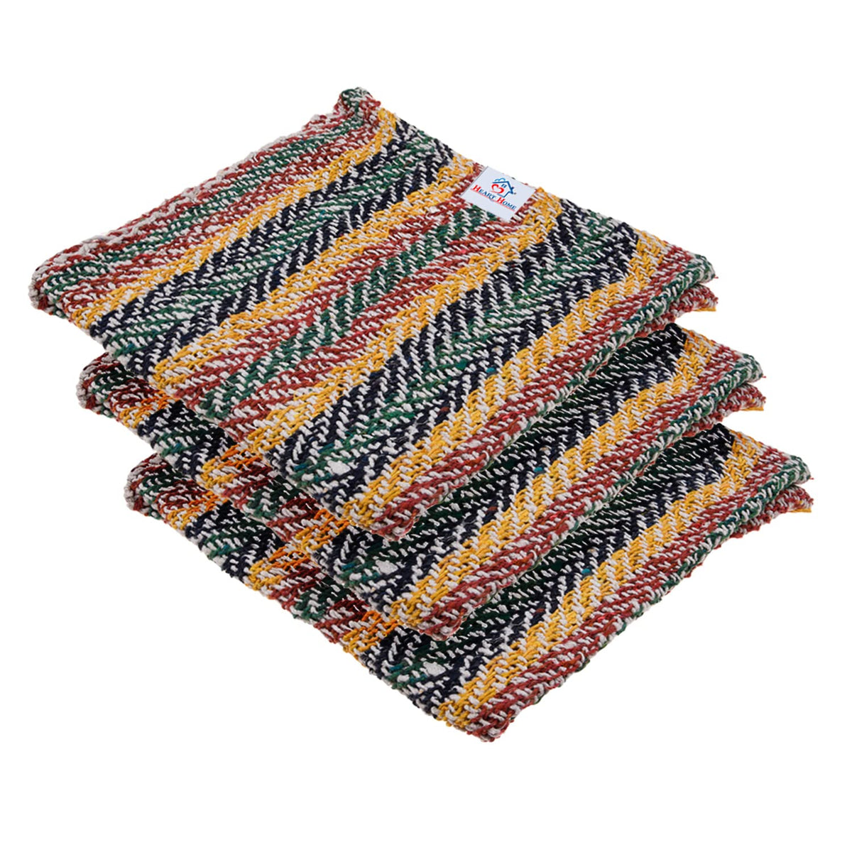 Heart Home Floor Cleaning Pocha | Multi Lining Duster Cloth | Cotton Reusable Sweeping Cloth For Home | Kitchen | 22x22 Inch | Pack of 3 | Multicolor