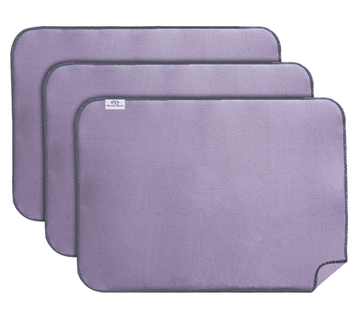 Heart Home Microfiber Reversible Dish Drying Mat with Absorbent Parity for Kitchen 27"x 19",Pack of 3 (Purple)