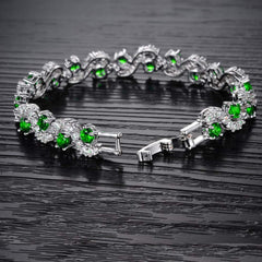 Yellow Chimes Bracelet for Women and Girls Fashion Green Crystal Bracelets for Women | Silver Toned Crystal Tennis Bracelet | Birthday Gifts For Women Valentine Gift for Girls