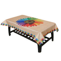 Kuber Industries Center Table Cover|Table Cover 4 Seater|Sun Flower Design|Jute Table Cloth (Gold)