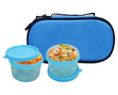 Heart Home Food/Microwave Safe 2 Plastic Containers Lunch Box Set with Cover for School/Office (Sky Blue)-50HH01226