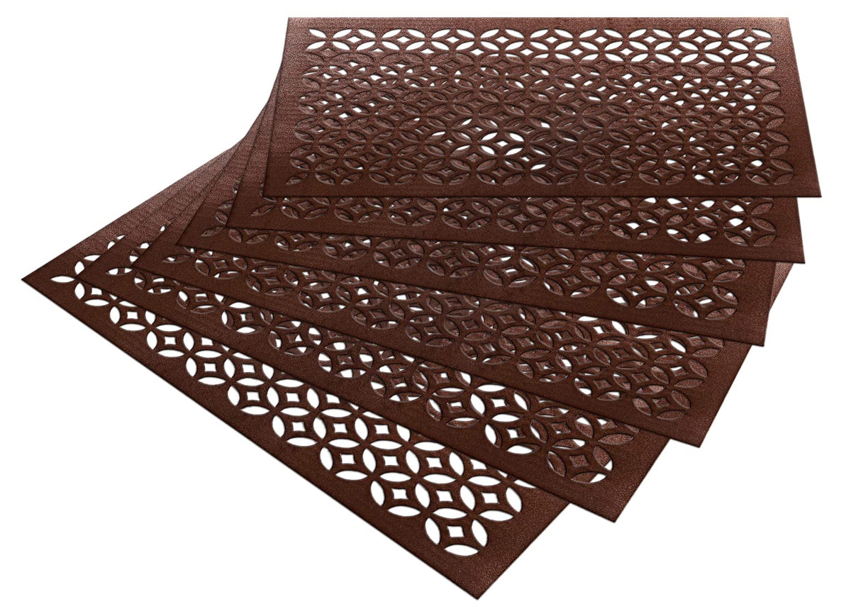 Kuber Industries Multiuses Arccircle Design PVC Rectangle Placemat for Kitchen, Dining Table Set of 6 (Copper) 52KM4050