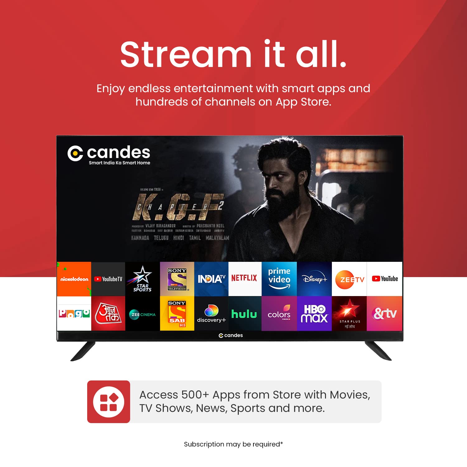 Candes 108 cm (43 Inches) Full HD Frameless Smart Android LED Tv (CTPL43EF1S) Black, 2021 Edition with Inbuilt Rich & Surround 24W Box Loud Speakers