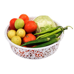 Kuber Industries Leaf Design Multipurpose Round Shape Basket Ideal For Friuts, Vegetable, Toys Small & Large Pack of 2 (Grey)