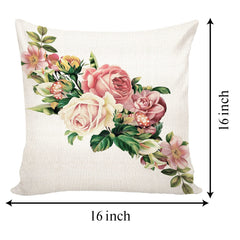 Kuber Industries Flower Print Soft Decorative Square Cushion Cover, Cushion Case For Sofa Couch Bed 16x16 Inch- Pack of 5 (White)